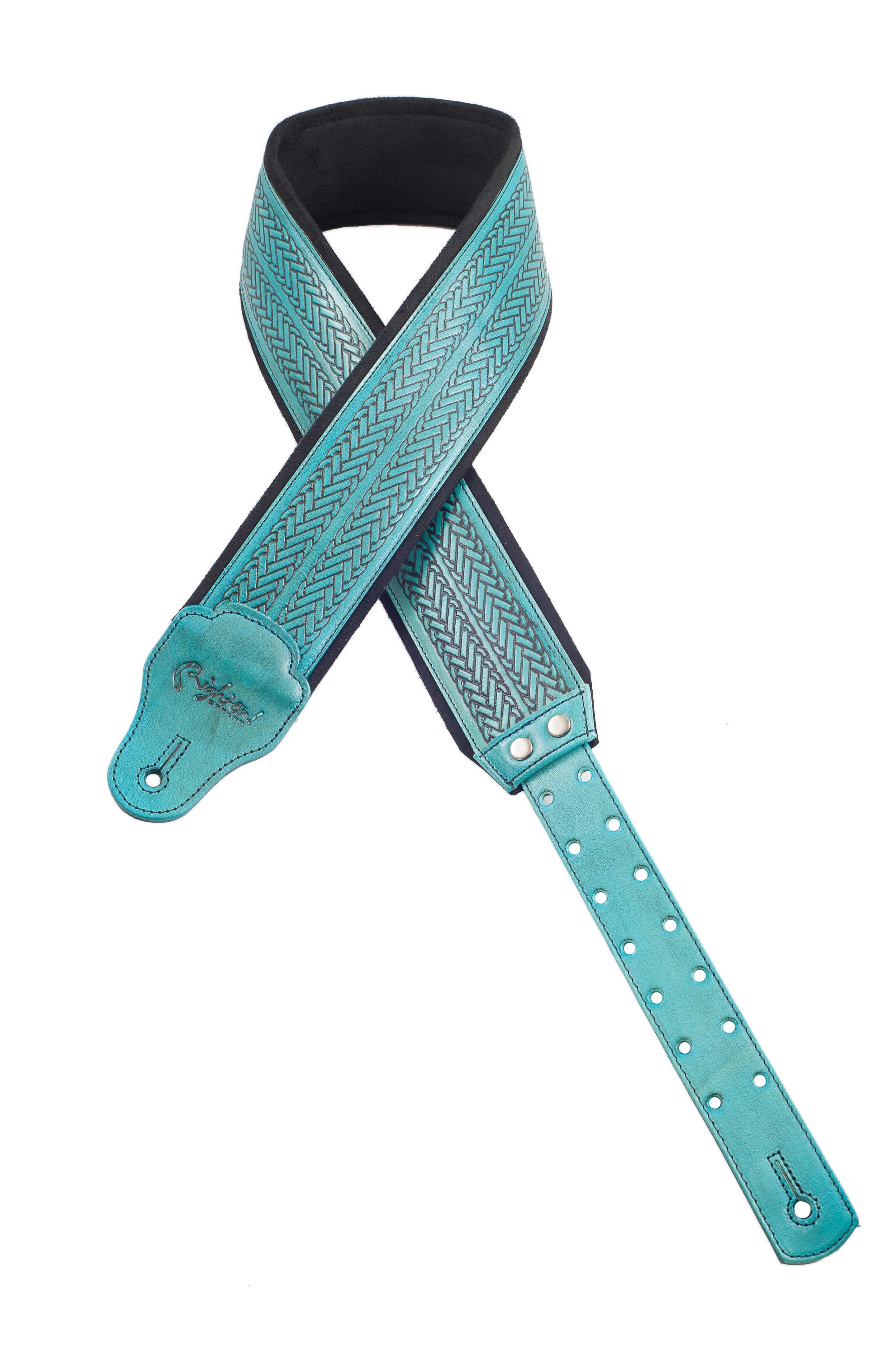 Right On Straps LEATHERCRAFT Tress Teal Guitar Strap