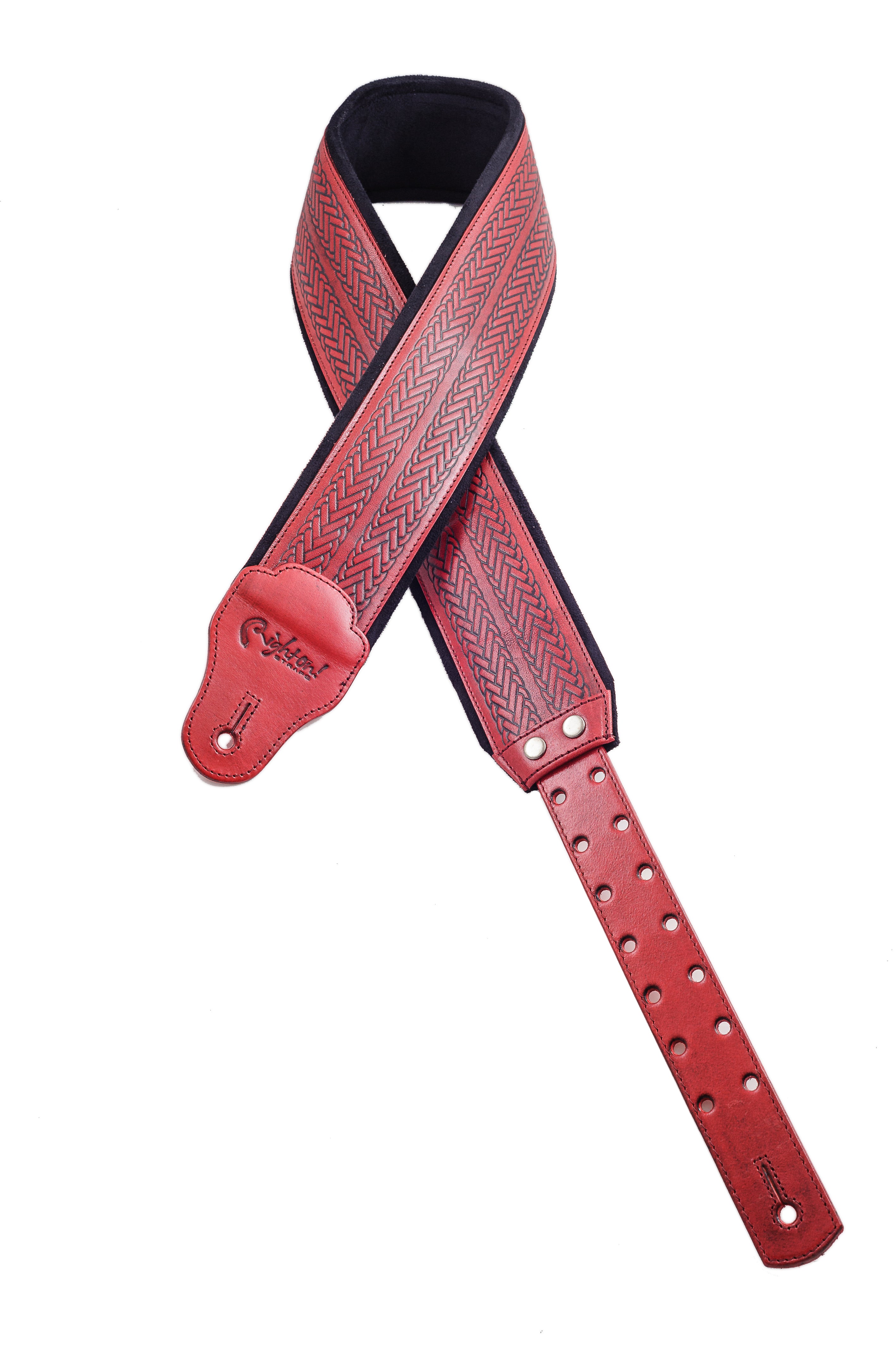 Right On Straps LEATHERCRAFT Tress Red Guitar Strap