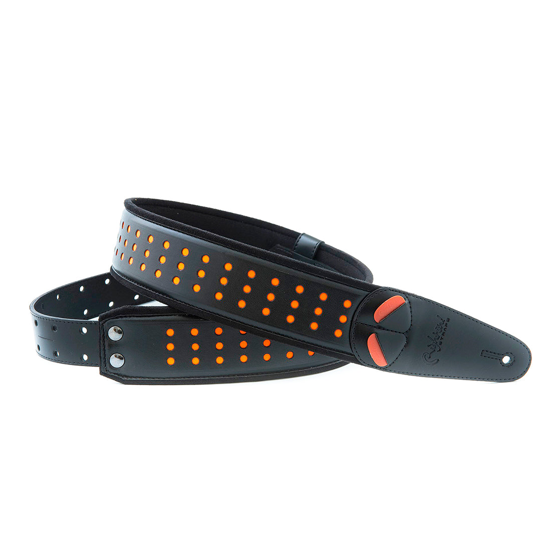 Right On Straps MOJO Holes Neon Orange Guitar Strap