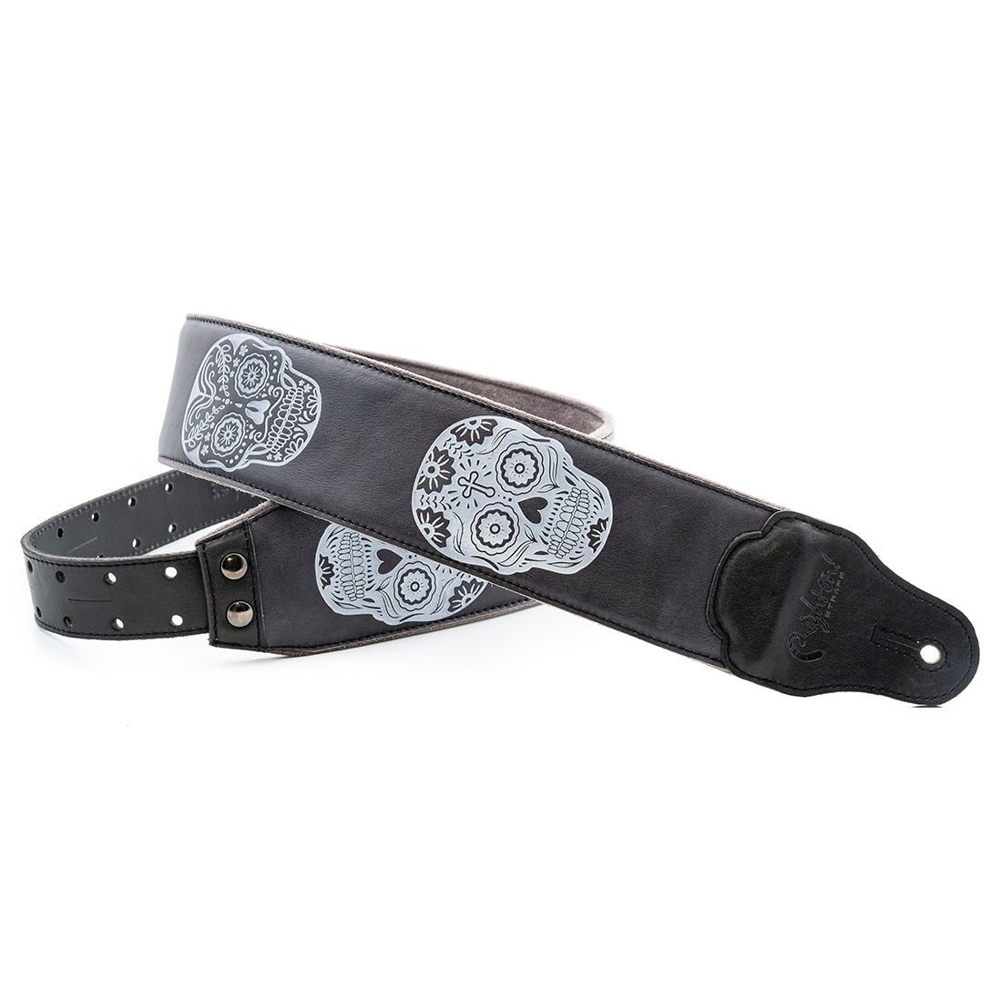 Right On Straps LEATHERCRAFT Sugar Black Guitar Strap