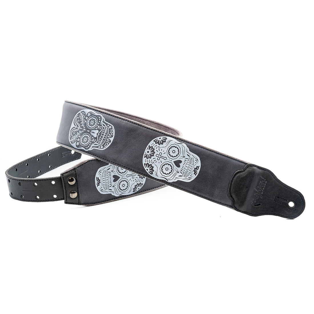 Right On Straps LEATHERCRAFT Sugar Black Guitar Strap