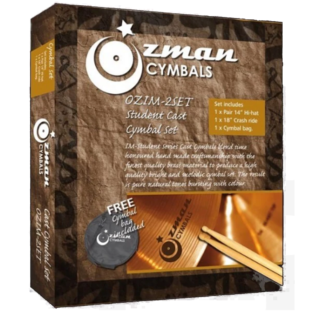 Ozman OZIM-2SET Cymbal Box Set 14in HiHats 18in Crash with Free Cymbal Bag