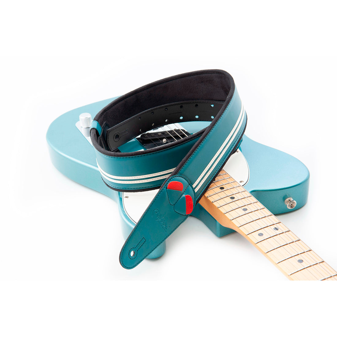 Right On! Straps MOJO Race Teal Guitar Strap