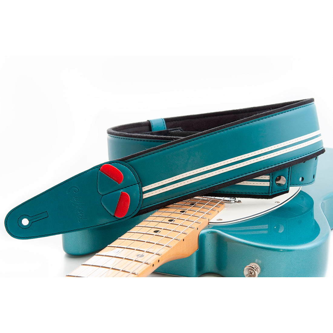 Right On! Straps MOJO Race Teal Guitar Strap