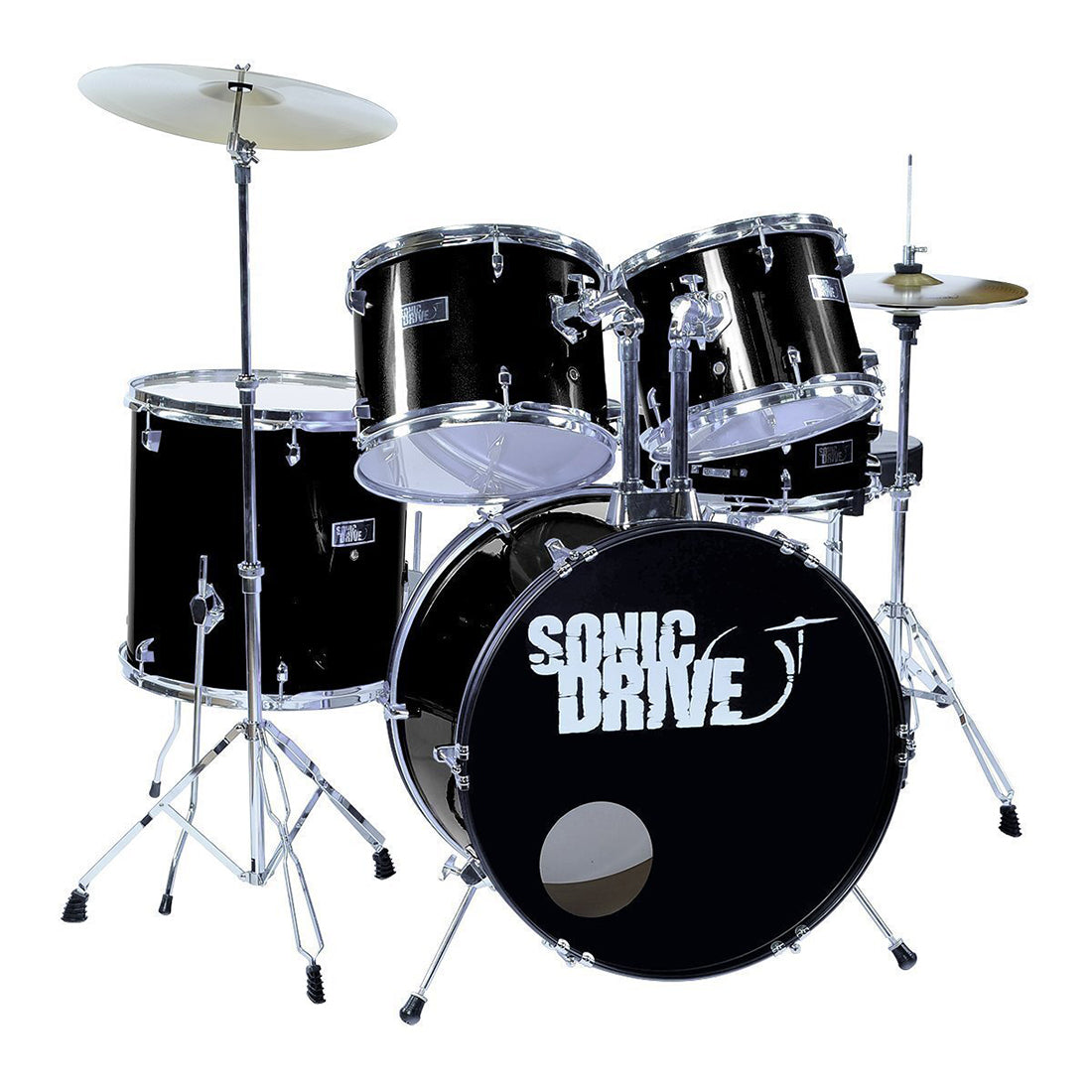 Sonic Drive Black 5-Piece Junior Drum Kit