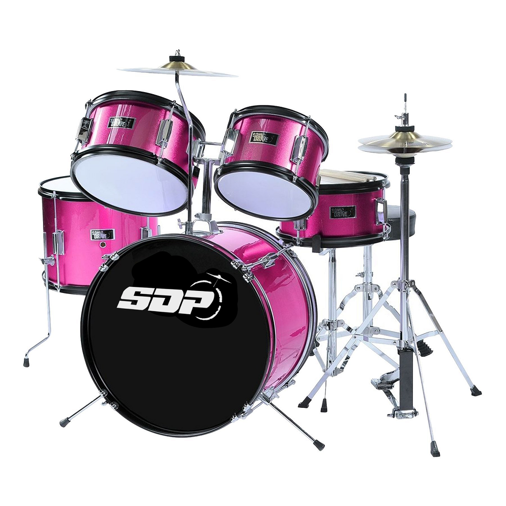 Sonic Drive SDJ-40-PNK 5-Piece Junior Drum Kit (Metallic Purple)