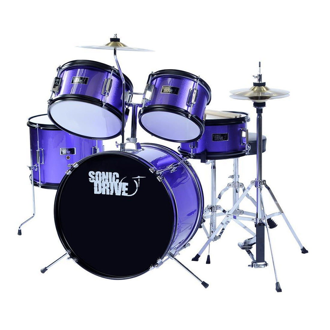 Sonic Drive SDJ-40-PUR 5-Piece Junior Drum Kit (Metallic Purple)