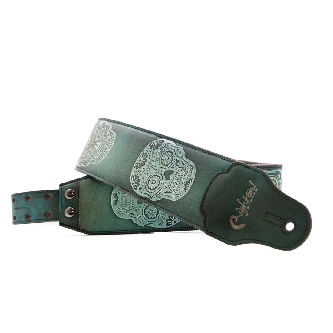 Right On Straps LEATHERCRAFT Sugar Green Guitar Strap