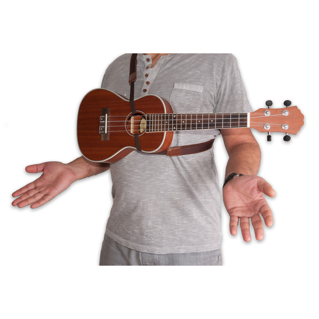 Right On Straps UKE-MANDOLINE Uke-Dual-Hook BrownStrap