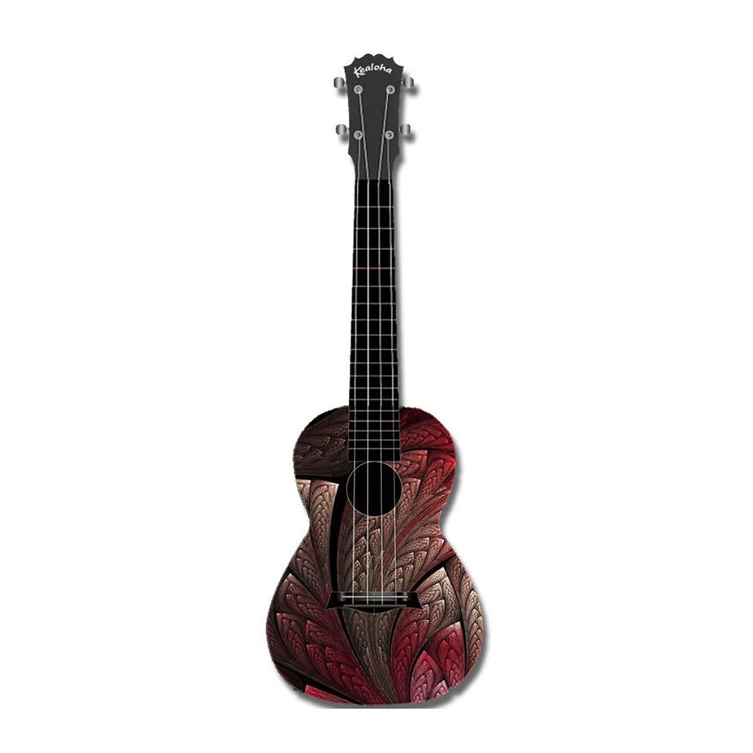 Kealoha Feather Amour Design Concert Ukulele with Black ABS Resin Body