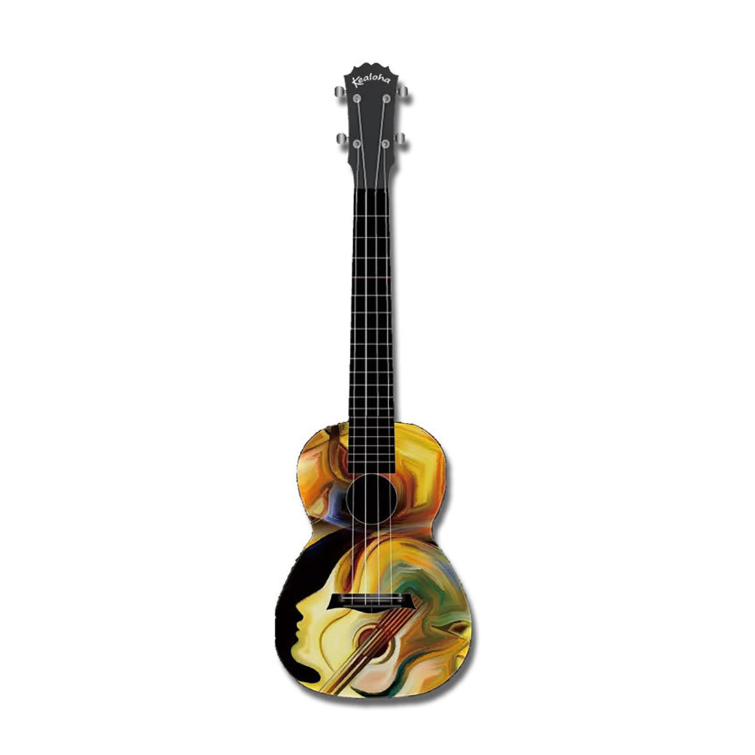 Kealoha Hear The Music Design Concert Ukulele with Black ABS Resin Body