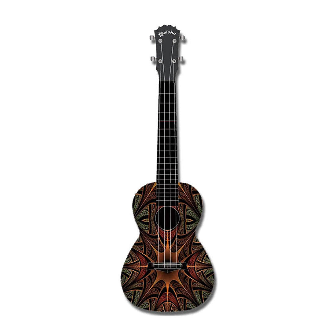 Kealoha Jungle Mask Design Concert Ukulele with Black ABS Resin Body