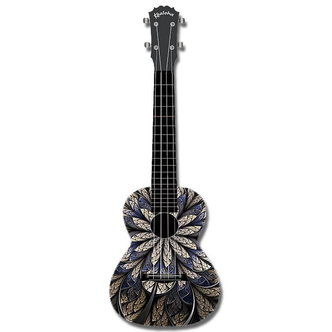 Kealoha Dungeon Flower Design Concert Ukulele with Black ABS Resin Body