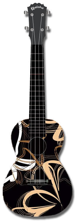 Kealoha Dead Grass Mask Design Concert Ukulele with Black ABS Resin Body