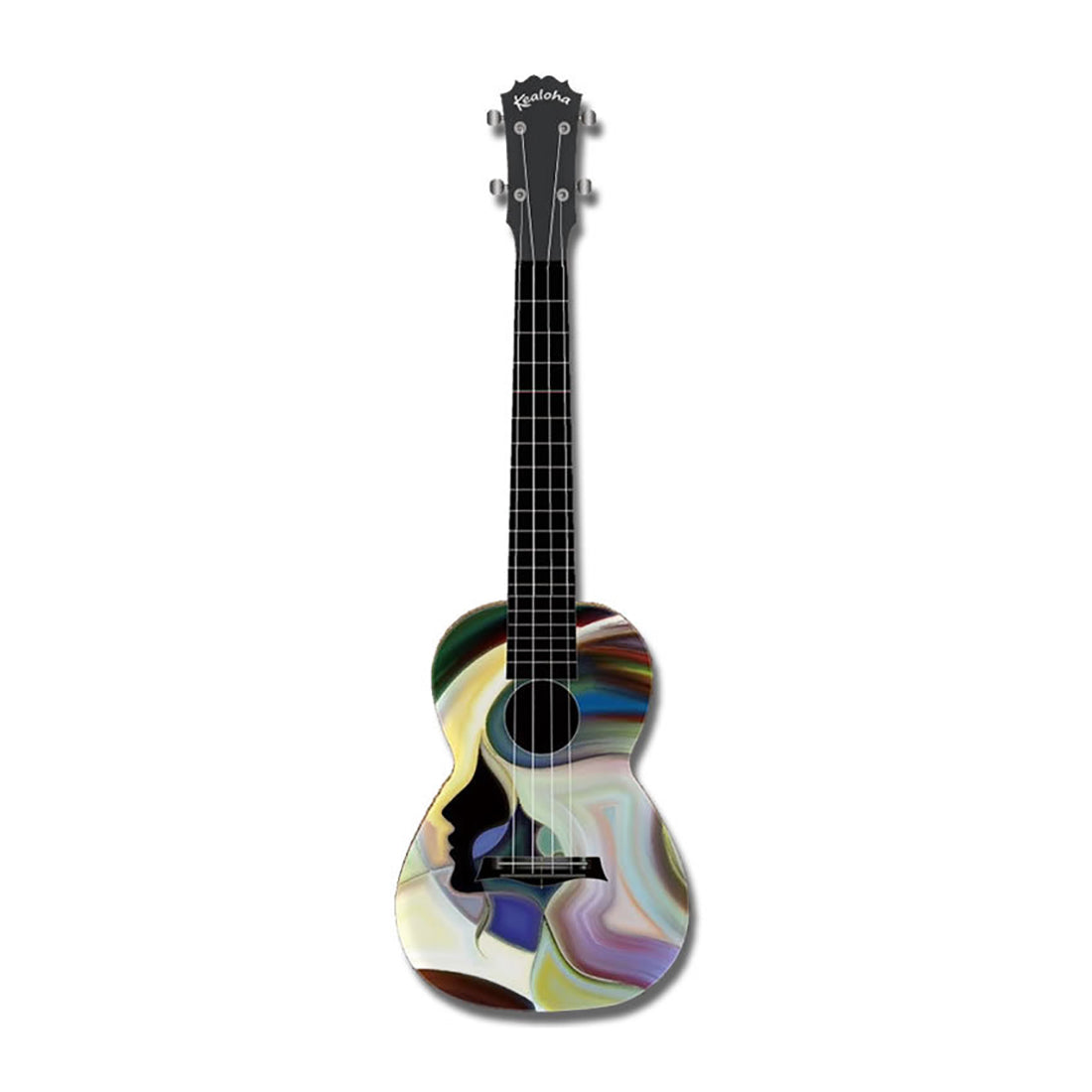 Kealoha Ladyface Design Concert Ukulele with Black ABS Resin Body